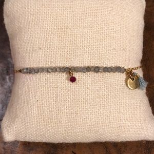 Shashi Moonstone and Ruby Gold Plated Bracelet